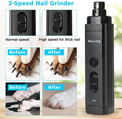 Острилка за нокти за кучета Wowag с 2 led лампи, 2-Високоскоростен Мощен USB Акумулаторна Машинка за нокти за домашни