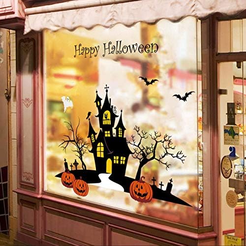 decalmile Хелоуин Стикери за Декорация На Стени, Стикери За Прозорците Тиква Happy Halloween Художествени Стенни Стикери