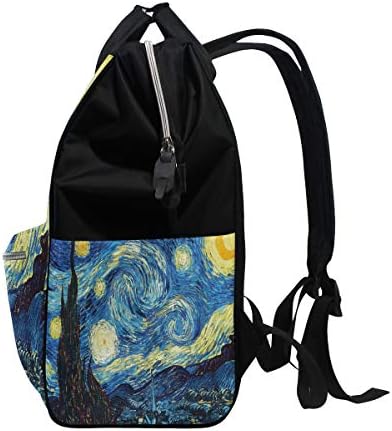 Чанта за бебешки Пелени, Многофункционална Раница За Пътуване, Звездна Нощ на Ван Гог, Широко Отворени Дизайнерски Чанта