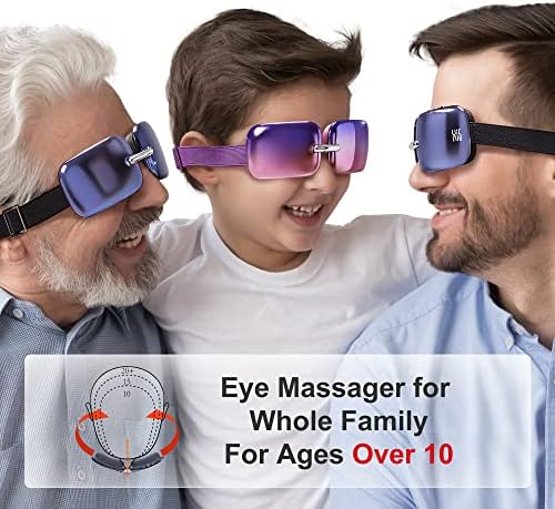 Масажор за очи E10 с отопление и вибрация - Облекчава напрежението на очите при мигрена, тъмните кръгове, подпухналостта-Компактен