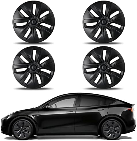 Tesla Модел Y Капачката на колелото Капачка 19 Инча Матово Черно 4шт Стил Джемини 2020-2023 Подмяна на капаци на колелата