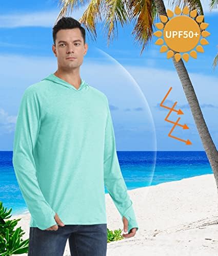TACVASEN / Мъжки Слънчеви Ризи UPF 50+, Леки Блузи с дълъг ръкав и дупки за палеца, Туризъм Градинска Тениска