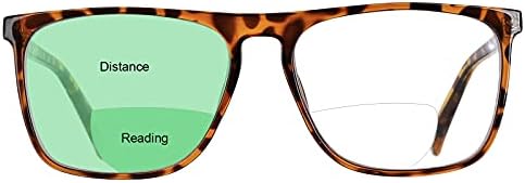 MARE AZZURO Големи Бифокални Очила за четене Мъжки, Блокиране на Синя Светлина, Квадратни Ридеры 0 1,0 1,5 2,0 2,5 3,0 3,5 (черен, 1,50)