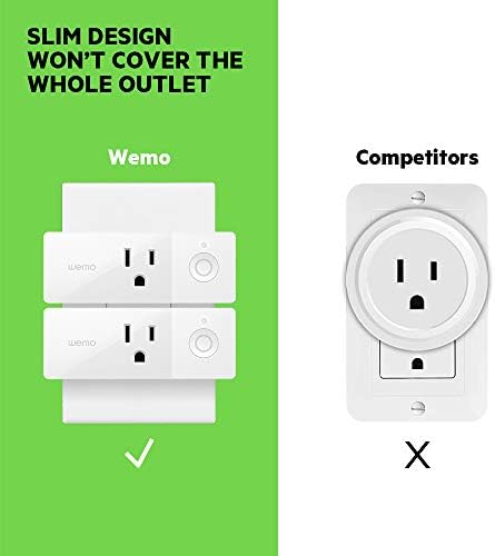 Smart plug Wemo Mini е съвместим с Alexa, Google Assistant и Apple HomeKit, комплект от 4 теми (certified възстановени)