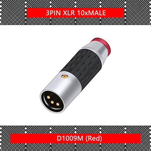 X L R Жак за микрофонного кабел XLR-жена или XLR-мъжки 3-Пинов Директен черно-червена запушалка 10шт (Цвят: 10xD1009M-Червен)