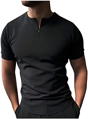 Мъжки Ризи Поло с къс ръкав, Тениски Big and Tall Muscle, Тениски с V-образно деколте с цип, Ризи с Графичен Принтом, Ежедневни