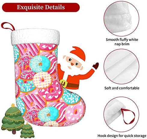 Waymay Коледни Чорапи с Шарките на Поничка, 18 Инча, Коледен Окачен Чорап, Класически Празнични Украси, Чорапи