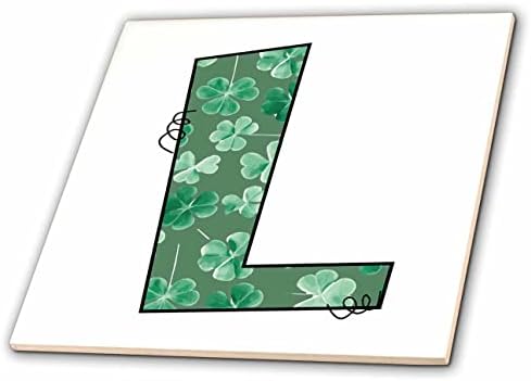 3dRose Симпатично зелено четырехлистный детелина, открита на щеката с монограм, първоначално L-плочки (ct-375826-2)