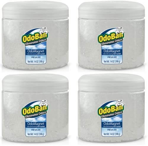 Кристали гел OdoBan OdoMagnet За премахване на миризма, 4 опаковки по 14 грама Всяка, Аромат на свеж въздух.