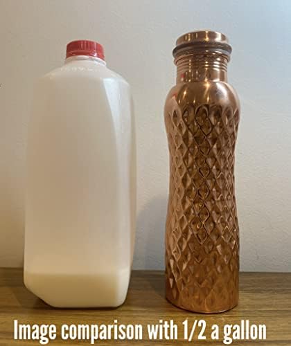 Медни бутилка за вода Curve Barfi ръчно коване 34 грама.