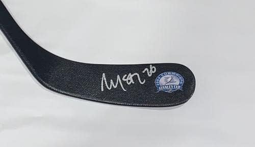 Стика за хокей с автограф на Мартин Сейнт Луис Тампа Бей Светкавица На шампионската Купа на 2004 г. Jsa Coa -