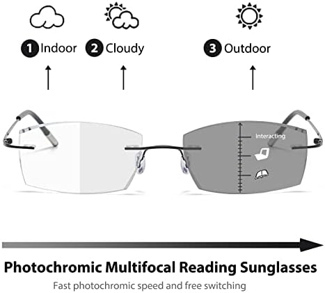 KISSOUL Прогресивно фотохромичните многофокусные очила за четене, блокиране на синя светлина, преходен, мултифокална