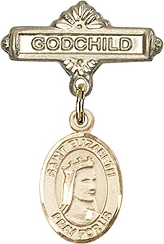 Детски икона Jewels Мания за амулет Свети Елизабет Унгарска и игла за Кръщелница | Детски иконата със златен