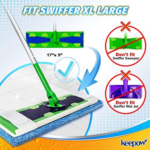 Мокри кърпички KEEPOW XL за парцал Swiffer XL, Сухи кърпички XL за парцал Swiffer X-Large, кърпички за Многократна