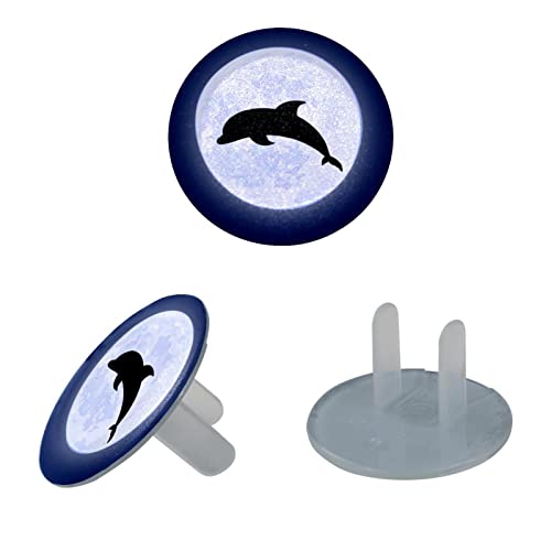 Капачки за контакти Dolphin with Moon 12 Бр. - Защитни капачки за контакти, за деца – Здрави и устойчиви – Лесно да