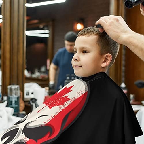 Канадски Флаг Череп Детска Наметало За Подстригване на Коса Фризьорски Престилка с Регулируем Калъф За Стригане на Бутоните