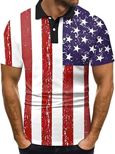 XXBR 4 юли Патриотични Мъжки Ризи Поло С Къс ръкав и Принтом на Американското, Блузи За Голф, Летни Спортни