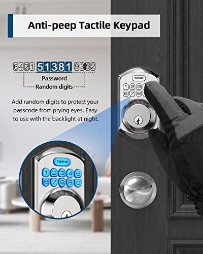 Система за заключване на вратите TEEHO без ключ с дръжка - Болт с електронна клавиатура с дръжката - Интелигентен заключване