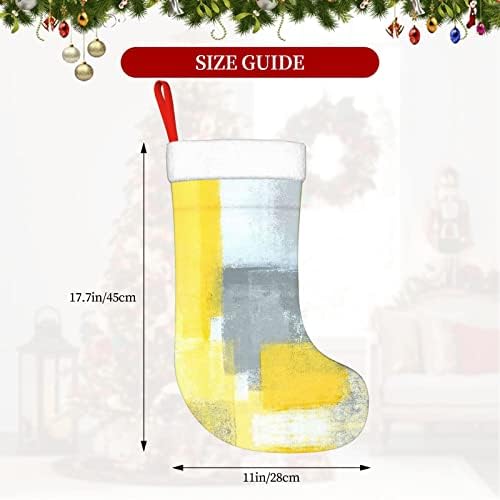 PSVOD Сиво-Жълта Абстрактна Художествена Живопис Нова Година Коледна Декоративни Чорапи, Окачени Коледни Чорапи