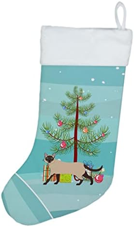 Съкровищата на Каролина CK4713CS Сиамски Традиционен Котка №2 весела Коледа Коледни Чорапи, Чорапи За Висящи пред Камината,