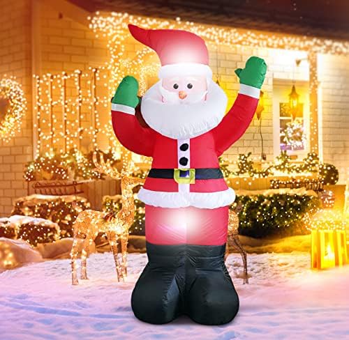 6 Фута Коледен Надуваем Дядо Коледа Външно Украса Led Светлини Коледните Двор, Огромен Надуваем Дядо коледа с Подарочным