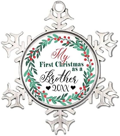 Първата ми Коледа Коледна Елха Висящи Украшения Отпечатък от Крака на Детето Отпечатък на Новороденото Метално Украшение във формата на Снежинки Отпечатък от Кра?