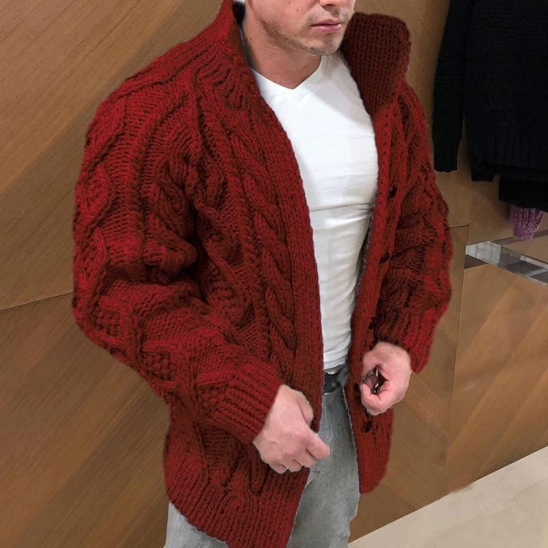 DuDubaby Вязаный Пуловер за мъжете в европейския и Американския стил с Дълъг Ръкав и яка-часова, Всекидневни Модерен