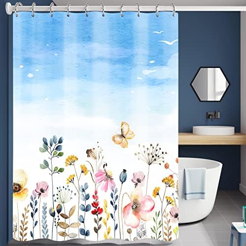 XLHOMO 72-Инчов Завеса За душ под формата на Растения, Тъкани Завеси За душ В цветенце За Баня С 12 Куки, Модерните