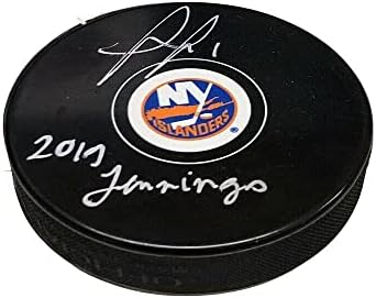 ТОМАС ГРЕЙСС Подписа на шайбата на Ню Йорк Айлъндърс - 2019 Дженингс - за Миене на НХЛ с автограф