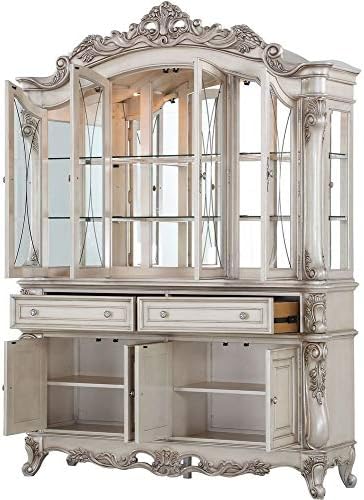 Шкаф и шкаф в дървена рамка ACME Furniture, антична-бял