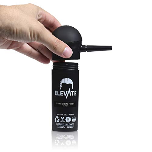 Набор от ELEVATE Hair Perfecting 2-в-1 (BLACK) комплектът включва Естествени Влакна за сгъстяване на косата и наставка-спрей-помпа