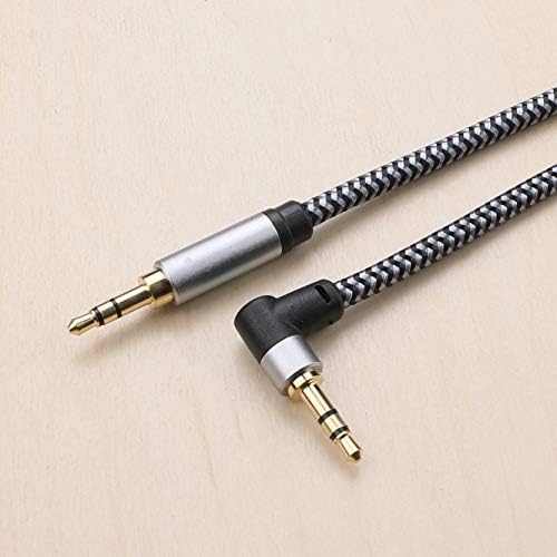 Кабел Aux Morelecs под прав ъгъл, Допълнителен аудио кабел 3.5 мм, 10-крак AUX кабел в найлонов оплетке, съвместим