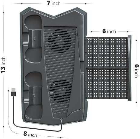 Поставка Skywin за PS5 - Съвместима стойка за охлаждане на конзолата Playstation 5, зарядно устройство за контролер