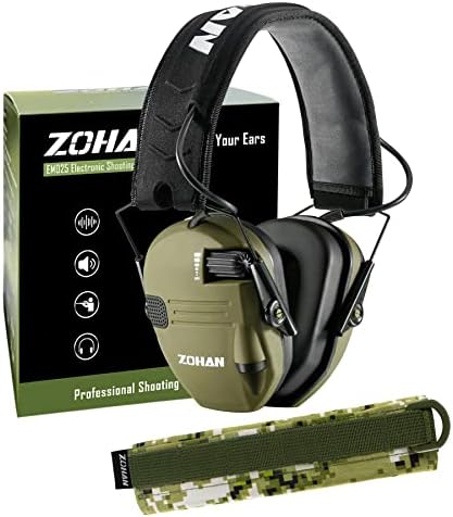 ZOHAN EM025 Електронни Слушалки за защита на ушите при Стрелба с усилване на звука, NRR 23 db за стрельбища с капак на лента