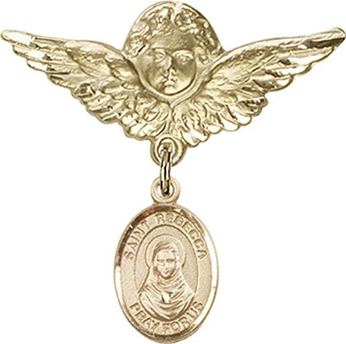 Иконата на детето Jewels Мания за талисман на Света на Ребека и икона на Ангел с крила | Икона детето си от 14-каратово