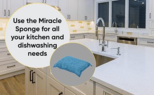 Чудо-гъба за почистване от микрофибър, синя гъба с повишена почистване на способността за кухня, миене на чаши, тенджери,