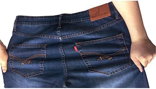Мъжки дънки Индиго алфа Jeans, Стрейчевые Леки прави Дънки Свободно, Намаляване, Удобни Класически Мъжки Дънки