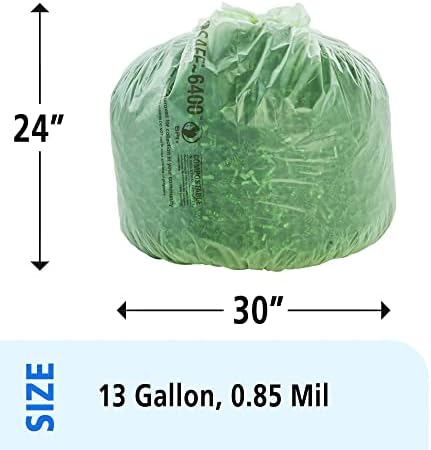STOUT от Envision E2430E85 EcoSafe-6400 компостируемых торбички, 24 x 30, с капацитет 13 литра, дебелина 0,85 mils, зелен