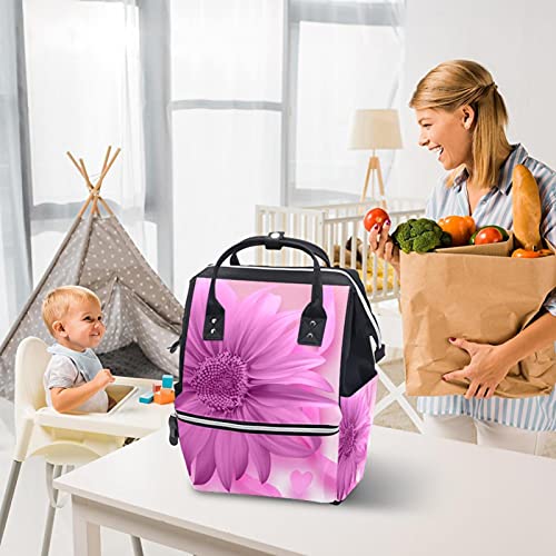 Розово Цвете Пелена Чанта на Мама Раница с Голям Капацитет Чанта за Памперси Кърмещи Пътна Чанта за Грижа за Детето