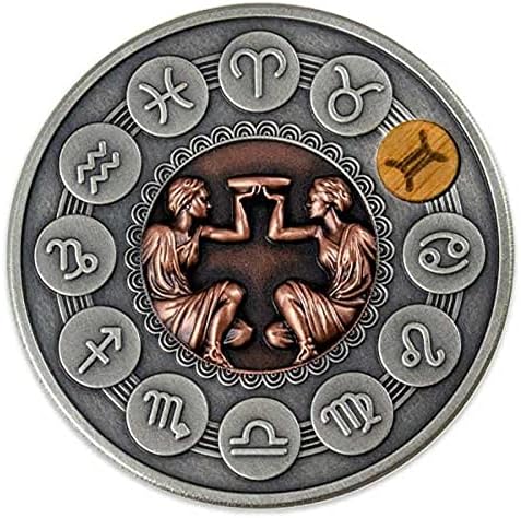Криптовалюта Любима Монета Възпоменателна Монета Дванадесет Съзвездия Близнаци Цвят На Слънцето Щастливата Монета Монета Желания