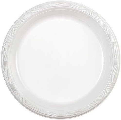 Размери на кръгли чинии за партита -10 | Бял | Опаковка от 8 пластмасови чинии, 10 инча