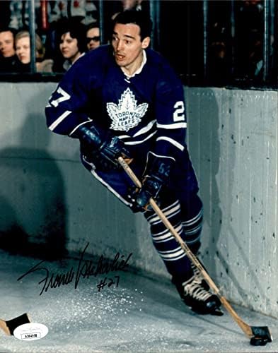 Франк Mahovlich подписа Торонто Мейпъл Лийфс с Норман Джеймс 8x10 Снимка JSA COA - Снимки на НХЛ с автограф
