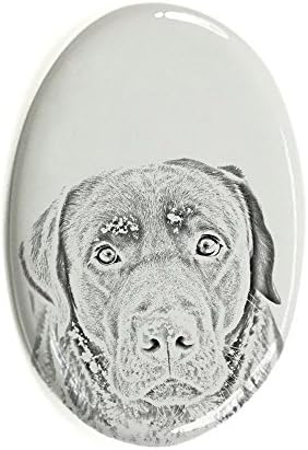 Лабрадор Ретривър, Овално Надгробен камък от Керамични Плочки с Изображение на Куче