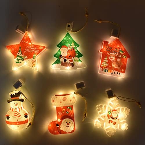 ZRQYHN Светлини За Украса на Коледната Елха Led Окачен Лампа за Коледната Елха с 3 Режима на Осветление, 6