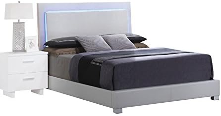 Легло ACME Furniture Lorimar HB с led подсветка, двойно, бяла