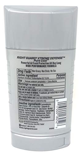 Дезодорант-Антиперспиранти Right Guard Xtreme Defense Невидим Твърди, Pure Cool, 2,6 грама (опаковка от 3 броя)
