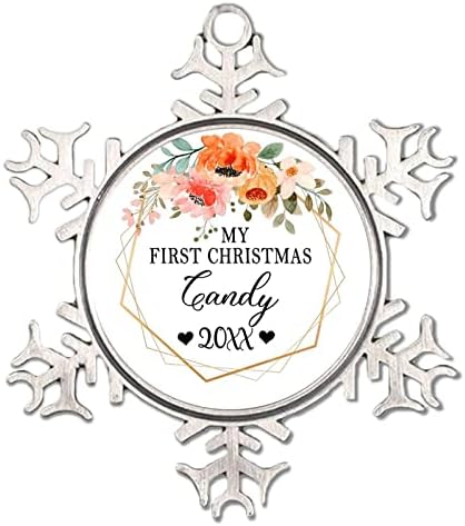 Първият ми Коледен Метален Орнамент от Снежинки Отпечатък на Детска Следа Новороденото Бели Украса От Снежинки Отпечатък