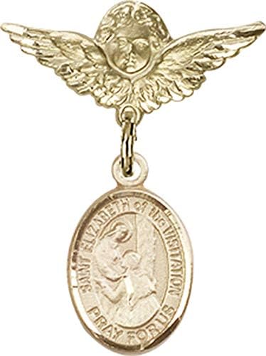 Иконата на детето Jewels Мания за талисман на Свети Елизабет Посещающей и икона на Ангел с крила на булавке | Икона