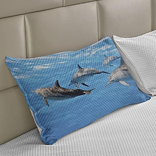 Калъфка за възглавница от Вязаного юрган с делфини Ambesonne, Принт с Изображение на делфини, Щастливо Плаващи в Океана,