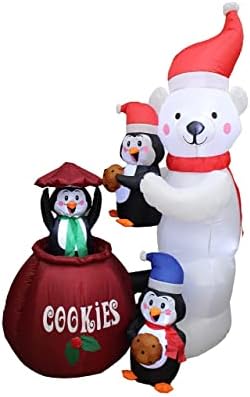 Комплект от две украса за Коледното парти, състоящ се в Пингвин-елен на Дядо Коледа с дължина 7 фута във влака и анимирани